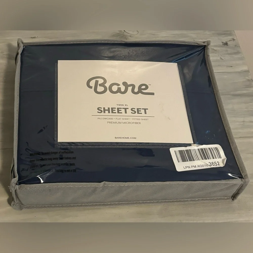 New Bare Home Twin XL Sheet Set, College Dorm Size, Soft Microfiber, Navy Blue